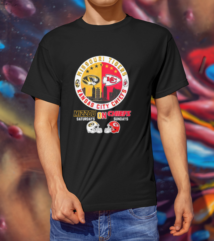 Missouri Tigers Mizzou Saturdays Kansas City Chiefs Sundays T-Shirt