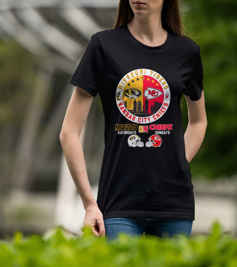 Missouri Tigers Mizzou Saturdays Kansas City Chiefs Sundays T-Shirt
