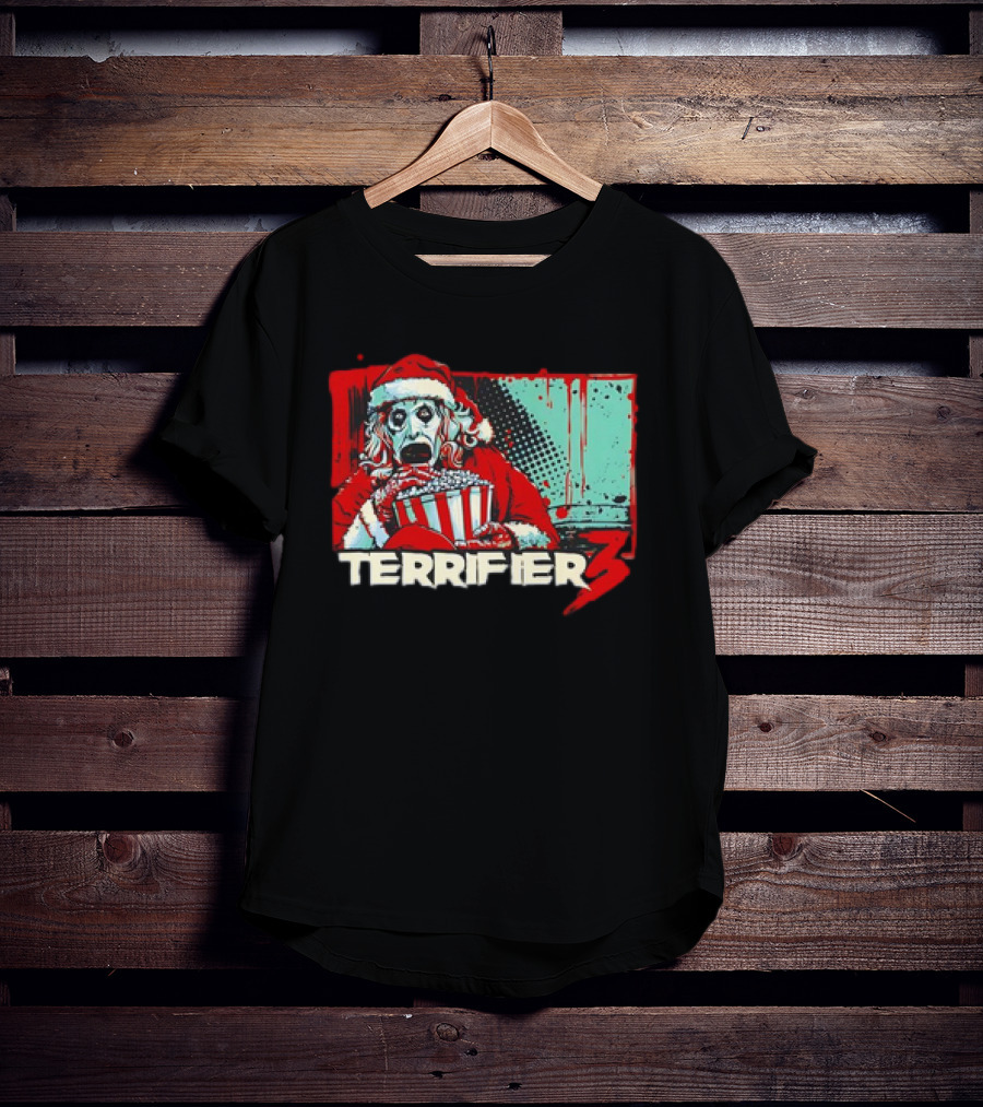 Terrifier 3 Santa Popcorn Horror Scene T-Shirt