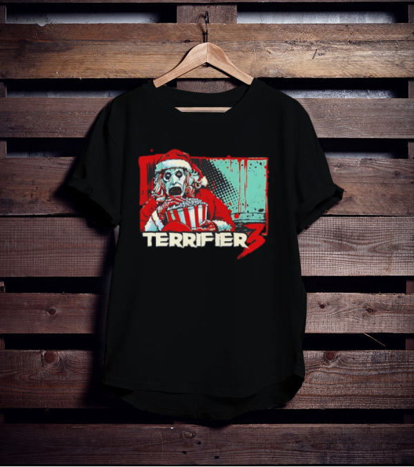 Terrifier 3 Santa Popcorn Horror Scene T-Shirt
