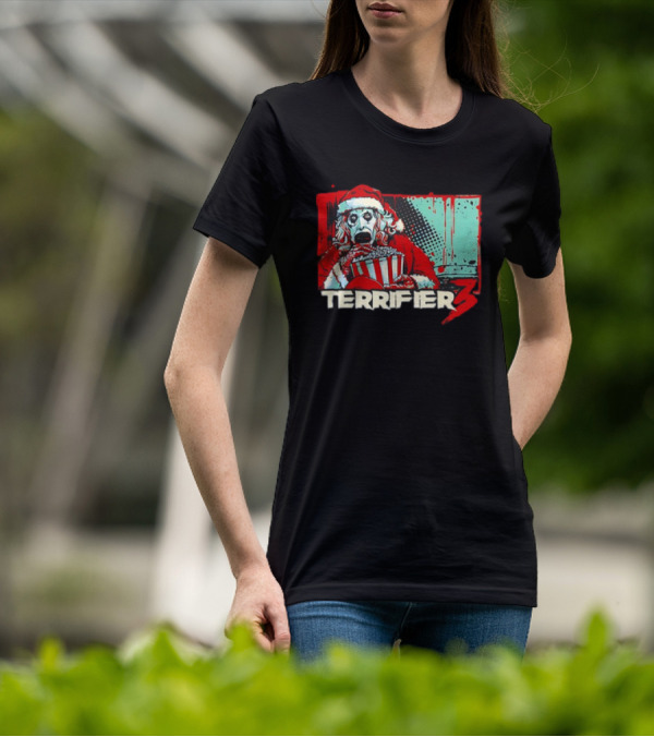 Terrifier 3 Santa Popcorn Horror Scene T-Shirt