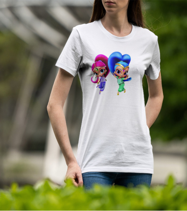 Shimmer And Shine Cartoon Girl Friend Duo With Vibrant Colors T-Shirt