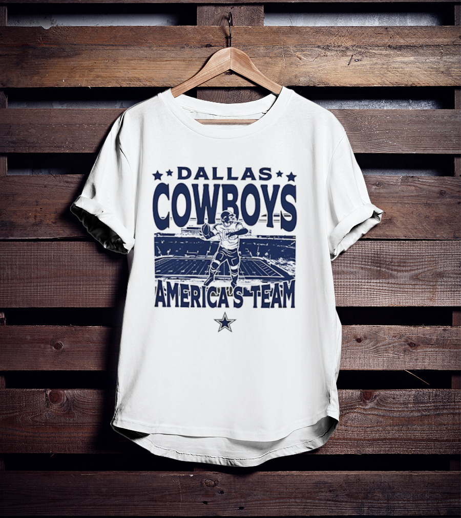 Dallas Cowboys America's Team Quarterback Stadium Blue T-Shirt