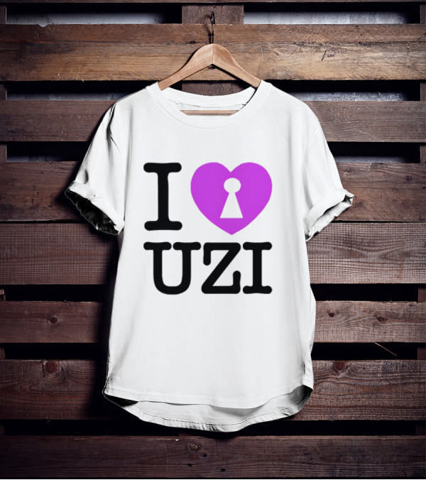 I Heart Uzi Keyhole Symbol In Purple T-Shirt