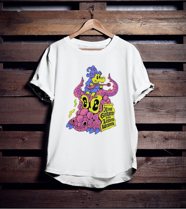 King Gizzard And The Lizard Wizard Gator Wizard Playing Guitar On Monster Head T-Shirt