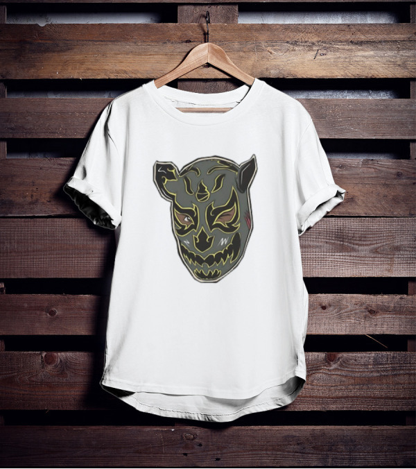 Luchador Black Mask With Grey And Yellow AEW T-Shirt