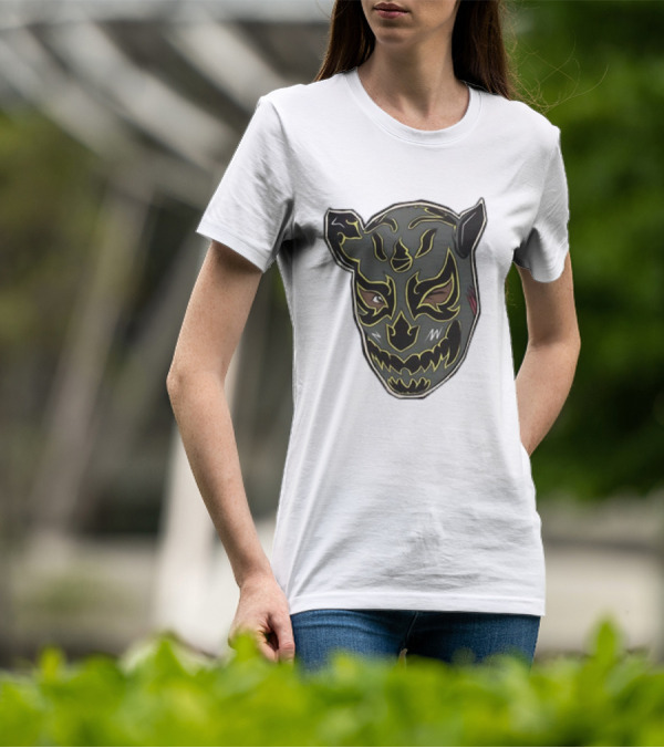 Luchador Black Mask With Grey And Yellow AEW T-Shirt