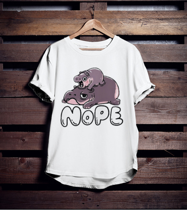 Moo Deng Cute Hippo With Baby Nope T-Shirt