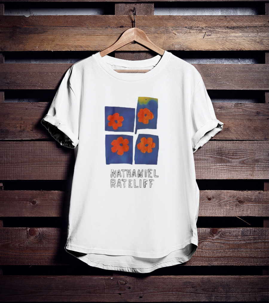 Nathaniel Rateliff Blue Squares Orange Flowers T-Shirt