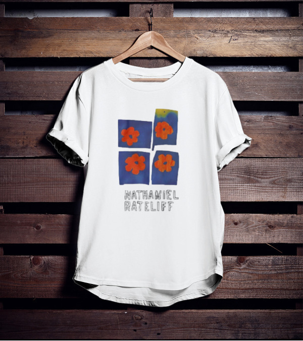 Nathaniel Rateliff Blue Squares Orange Flowers T-Shirt