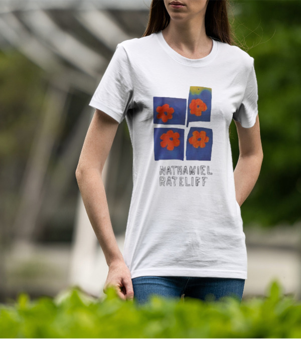Nathaniel Rateliff Blue Squares Orange Flowers T-Shirt