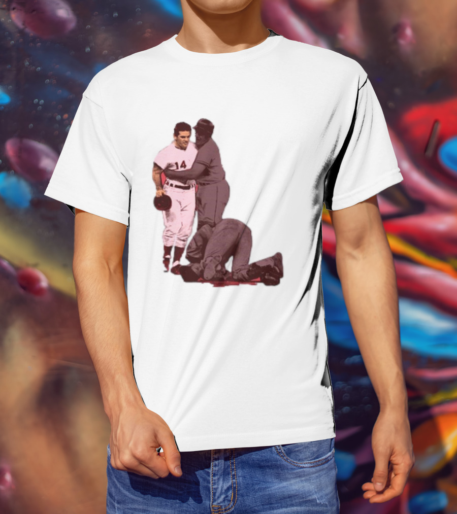 Pete Rose Levels Ray Fosse Baseball Collision Moment T-Shirt