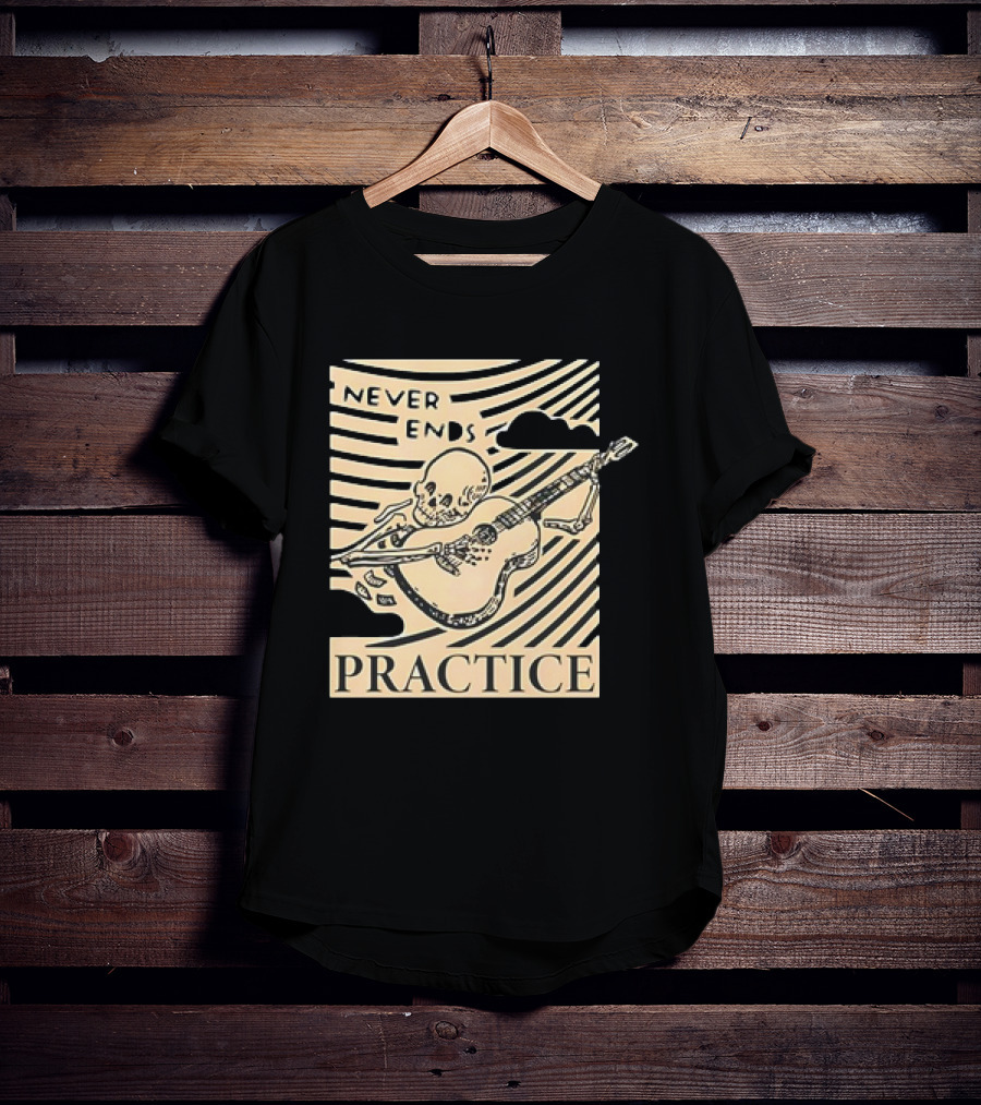 Lindy Day Never Ends Practice Skeleton Guitar T-Shirt