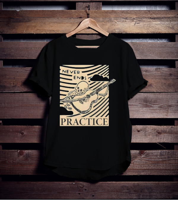 Lindy Day Never Ends Practice Skeleton Guitar T-Shirt