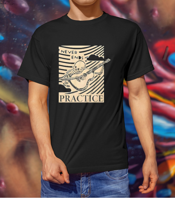 Lindy Day Never Ends Practice Skeleton Guitar T-Shirt
