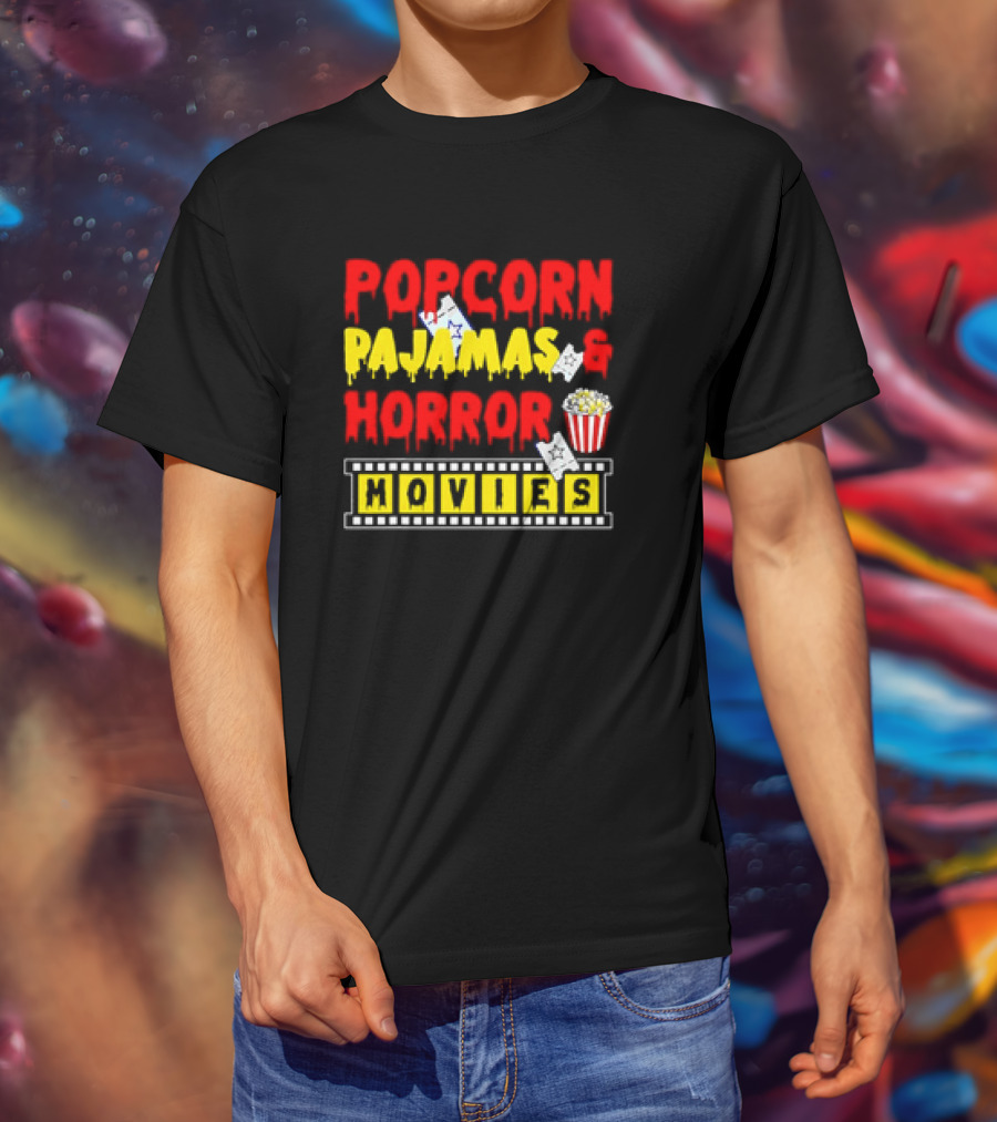 Popcorn Pajamas And Horror Movies T-Shirt