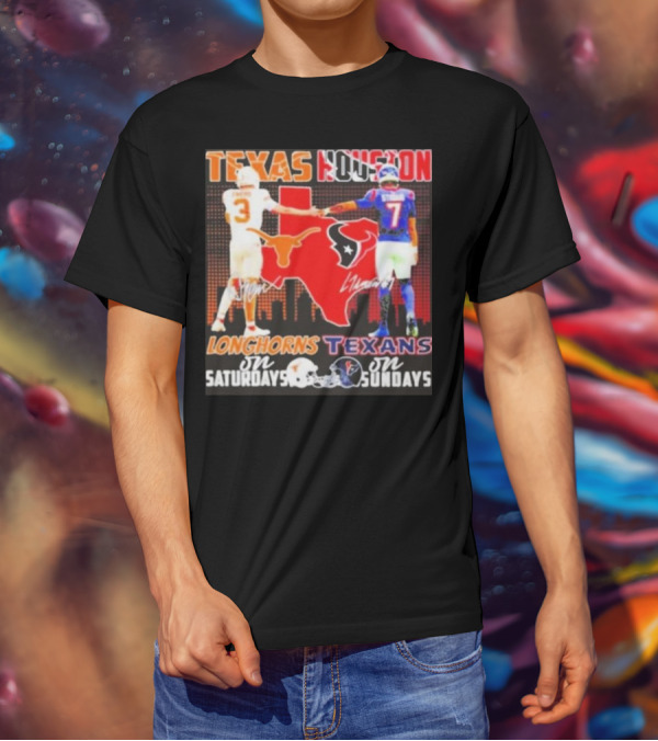 Texas Longhorns Longhorns On Saturdays Texans On Sundays T-Shirt