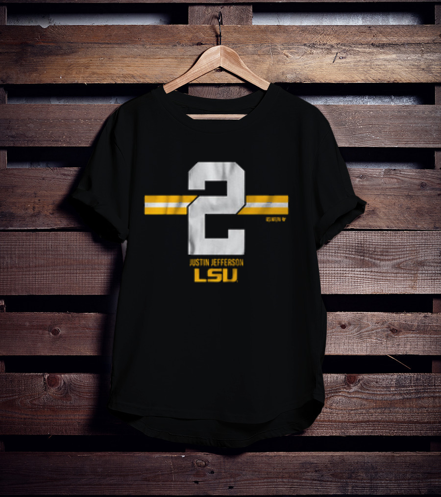 LSU Football Justin Jefferson 2 Stripe Number LSU T-Shirt