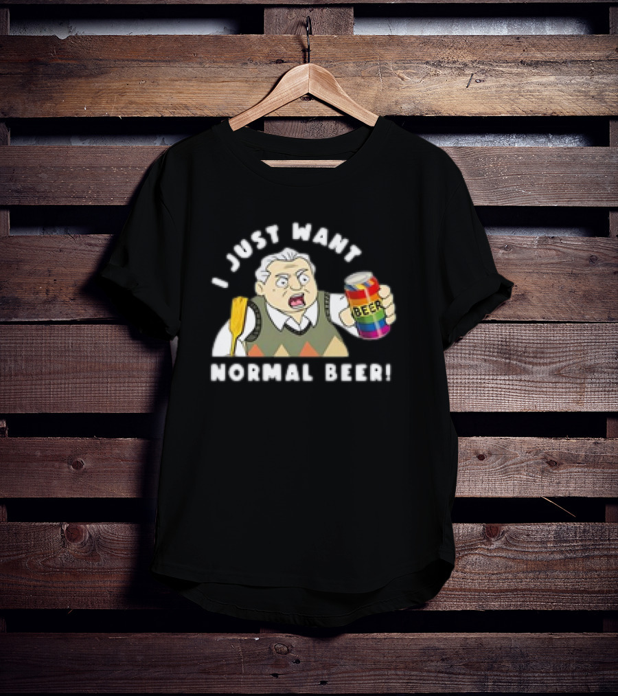 I Just Want Normal Beer Rainbow Can Man With Paddle T-Shirt