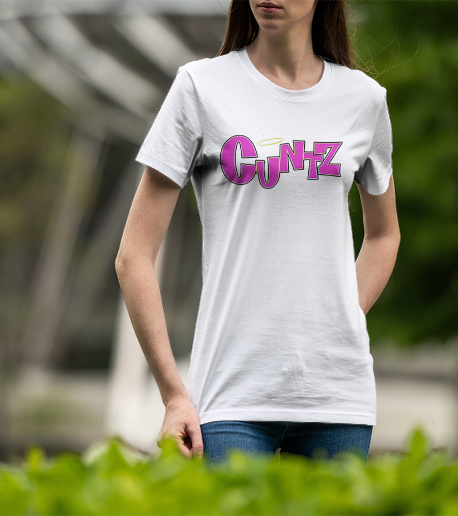 Cuntz Pink Cartoon Style Text With Halo T-Shirt