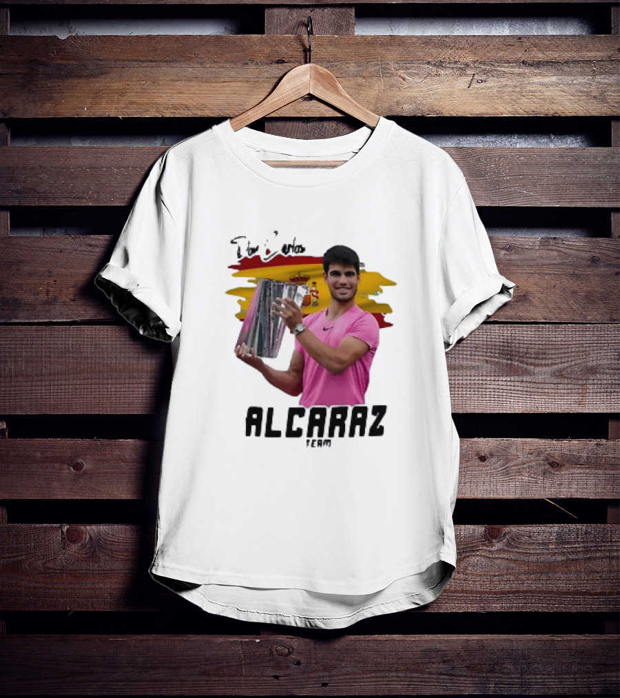 Don Carlos Alcaraz Team With Trophy And Spanish Flag T-Shirt