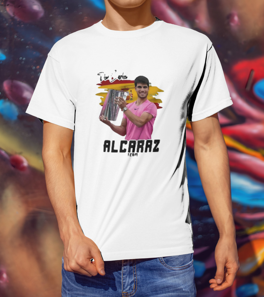 Don Carlos Alcaraz Team With Trophy And Spanish Flag T-Shirt