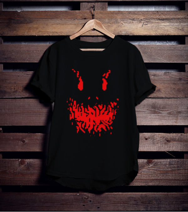 Scary Red Pixelated Joker Face T-Shirt
