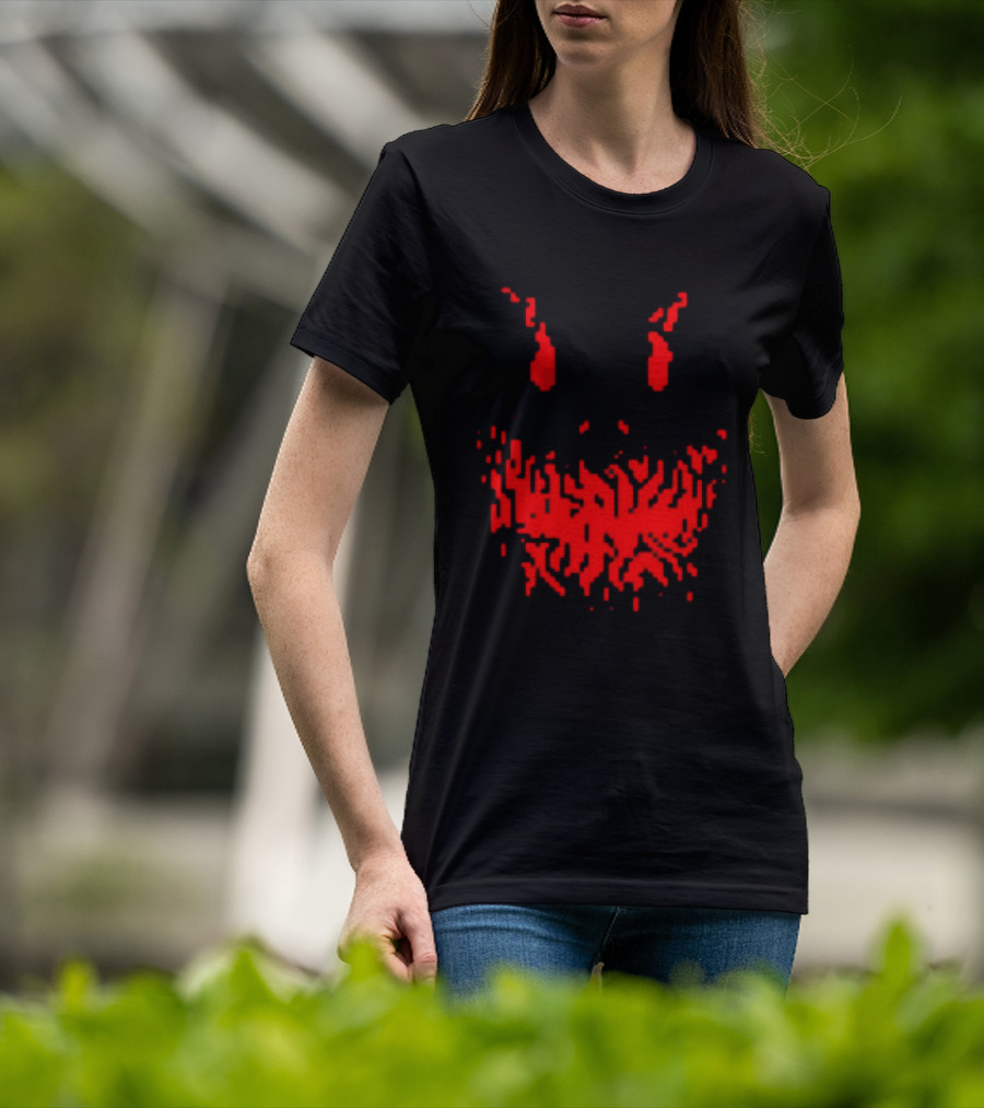 Scary Red Pixelated Joker Face T-Shirt