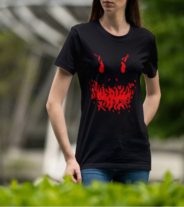 Scary Red Pixelated Joker Face T-Shirt