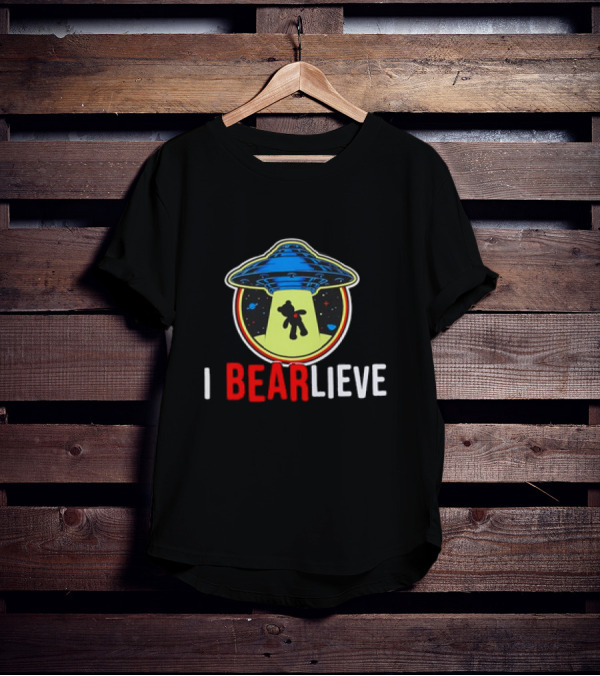 UFO I BEARlieve Alien Abduction Bear Spaceship T-Shirt