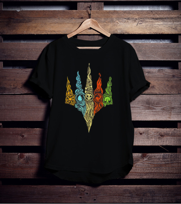Magic The Gathering Five Mana Symbols Doodle T-Shirt