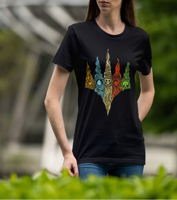 Magic The Gathering Five Mana Symbols Doodle T-Shirt