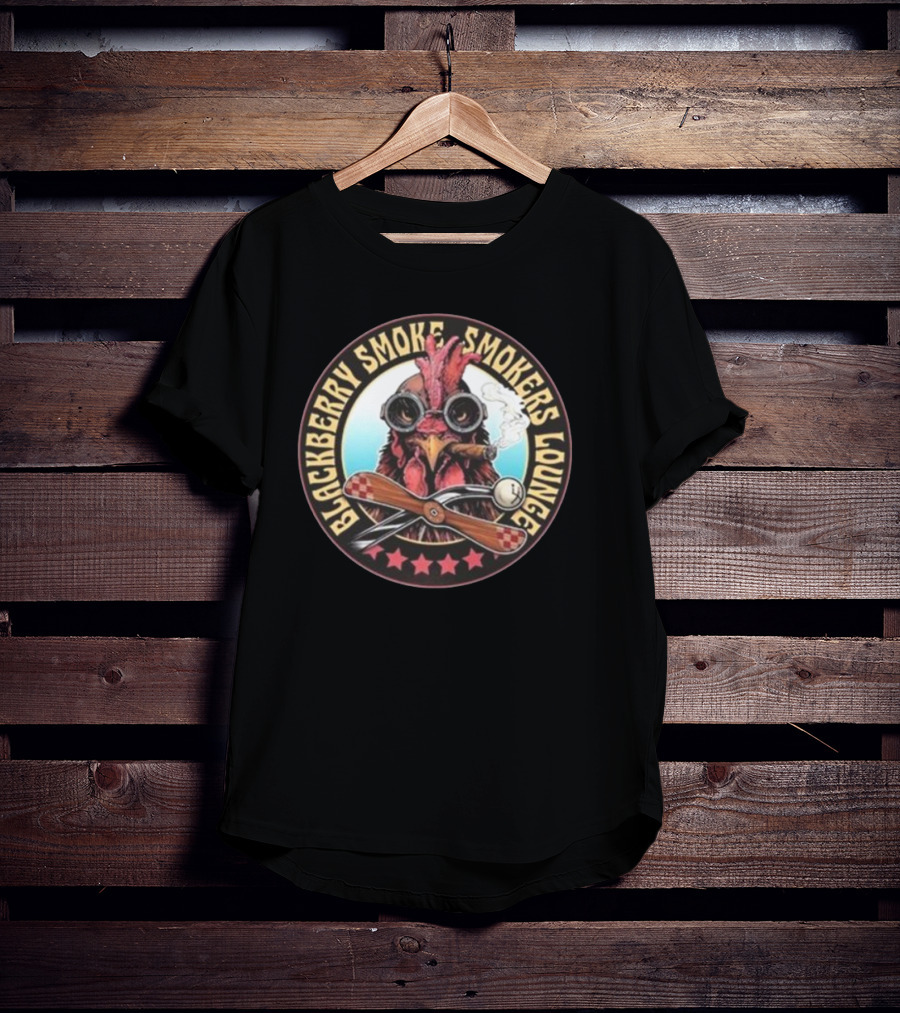 Blackberry Smoke Smokers Lounge Rooster With Cigar And Aviator Goggles T-Shirt