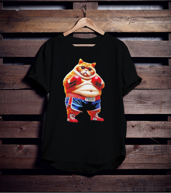Boxing Gym Anime Meme Cat With Gloves And Chunky Shorts T-Shirt