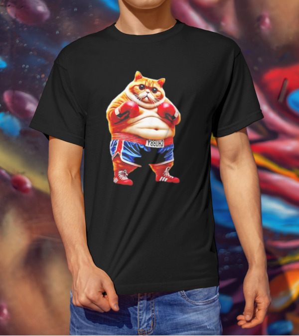 Boxing Gym Anime Meme Cat With Gloves And Chunky Shorts T-Shirt