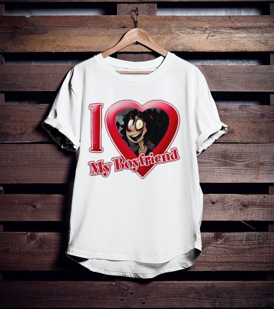 I Love My Boyfriend Heart Cartoon Face T-Shirt