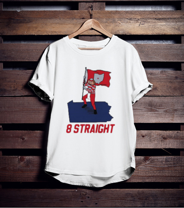 Ohio State Buckeyes Brutus Holding Flag 8 Straight T-Shirt