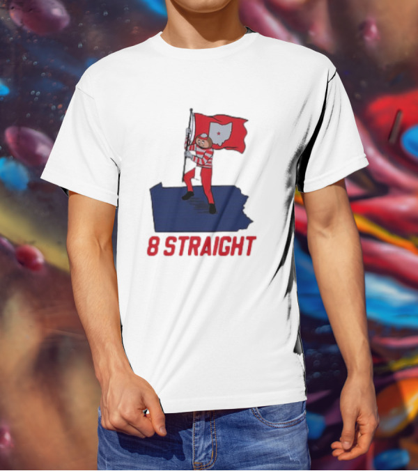 Ohio State Buckeyes Brutus Holding Flag 8 Straight T-Shirt