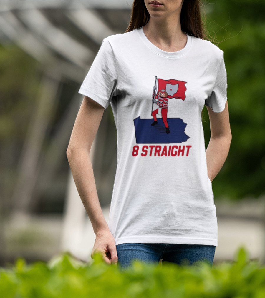 Ohio State Buckeyes Brutus Holding Flag 8 Straight T-Shirt