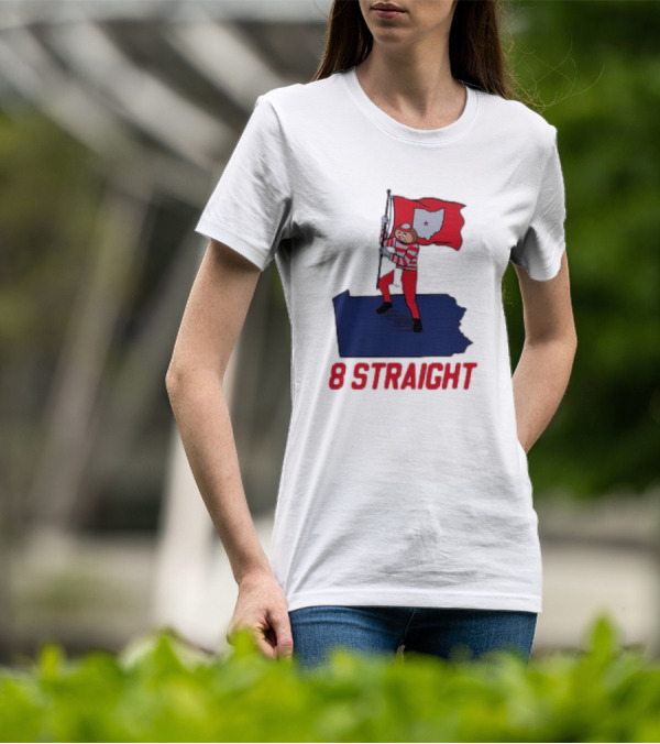 Ohio State Buckeyes Brutus Holding Flag 8 Straight T-Shirt