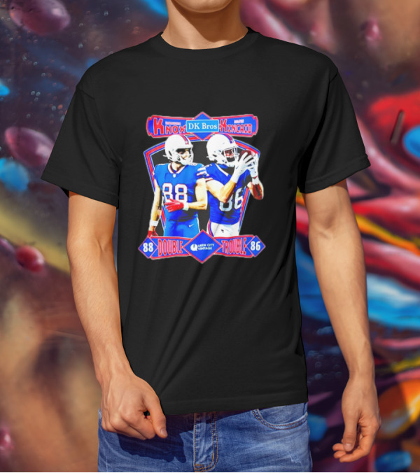 Dawson Knox Dalton Kincaid DK Bros Double Trouble 88 86 Buffalo Bills Vintage T-Shirt
