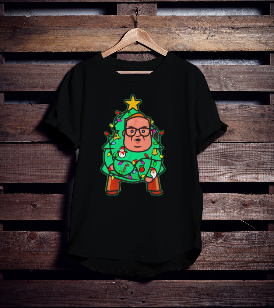 Foley Christmas Tree Lights Cartoon Character With Star And Decorated Ornaments T-Shirt