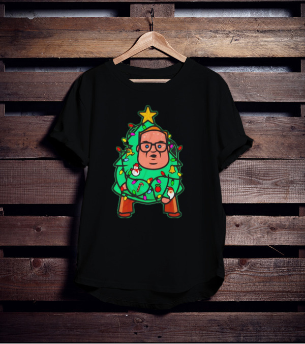 Foley Christmas Tree Lights Cartoon Character With Star And Decorated Ornaments T-Shirt