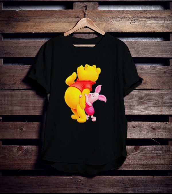 Winnie The Pooh And Piglet Best Friends Forever Hugging Playful Moment T-Shirt