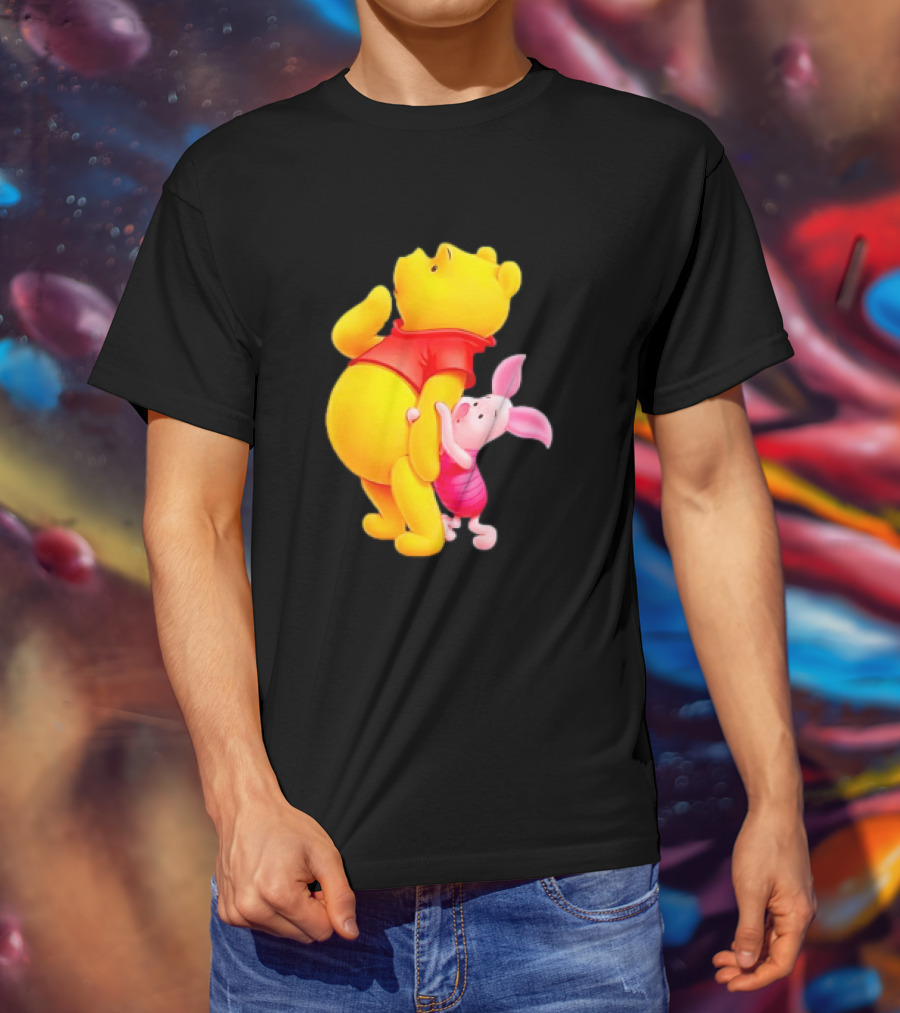 Winnie The Pooh And Piglet Best Friends Forever Hugging Playful Moment T-Shirt