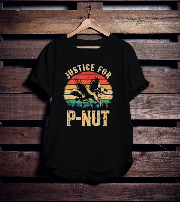 Justice For P-Nut Vintage Squirrel Lover Retro Sunset T-Shirt