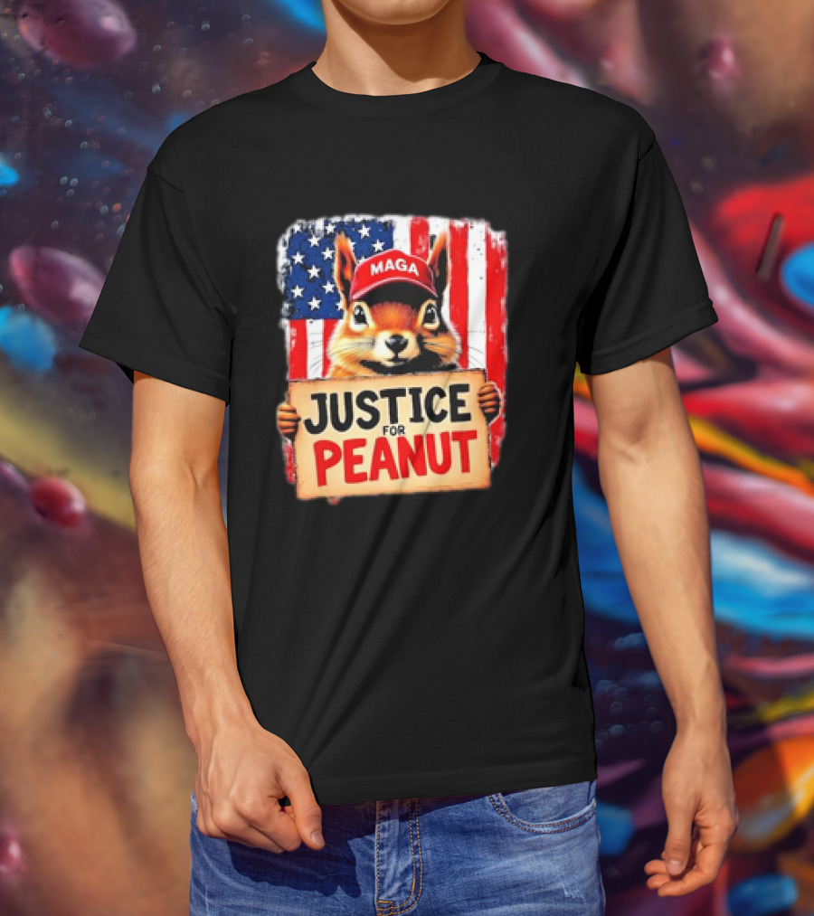 Justice For Peanut The Squirrel MAGA American Flag T-Shirt