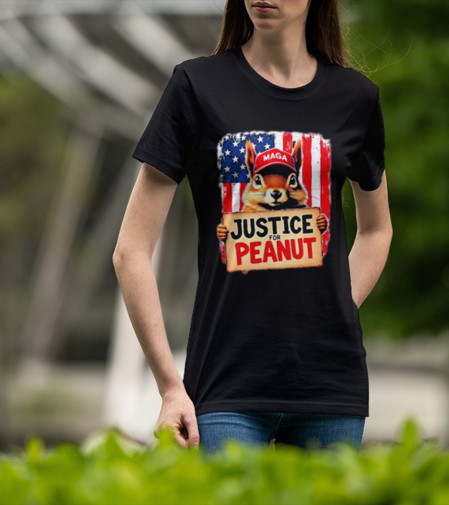 Justice For Peanut The Squirrel MAGA American Flag T-Shirt