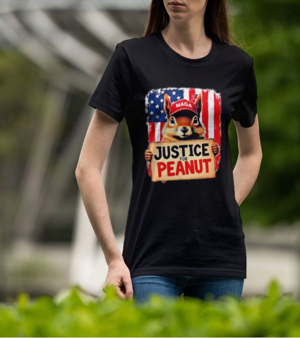 Justice For Peanut The Squirrel MAGA American Flag T-Shirt