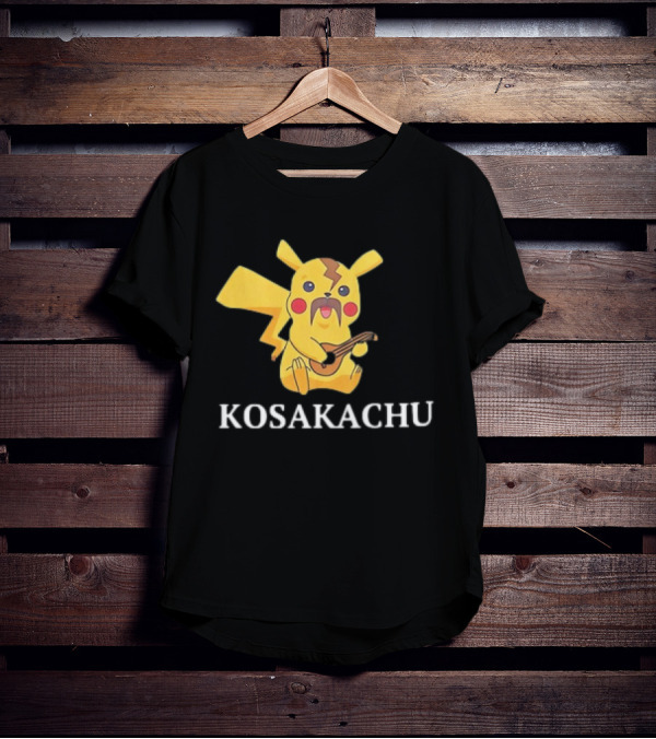 Kosakachu Pikachu Playing Guitar With Moustache T-Shirt